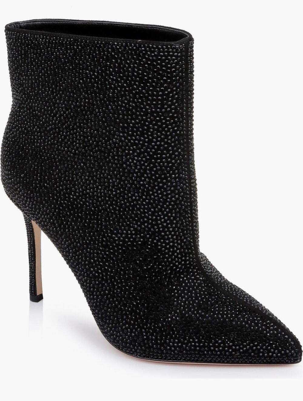 L'Agence Mariette Rhinestone Ankle Boot Black Size 9 Strassed NEW Stiletto Glam